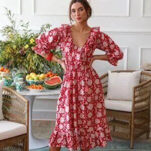 Mille June Dress in RED ZINNIA (xs)